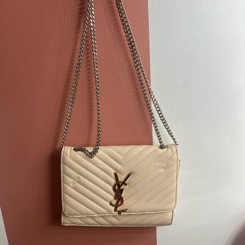 Yves Saint Laurent Beige Quilted Crossbody Bag